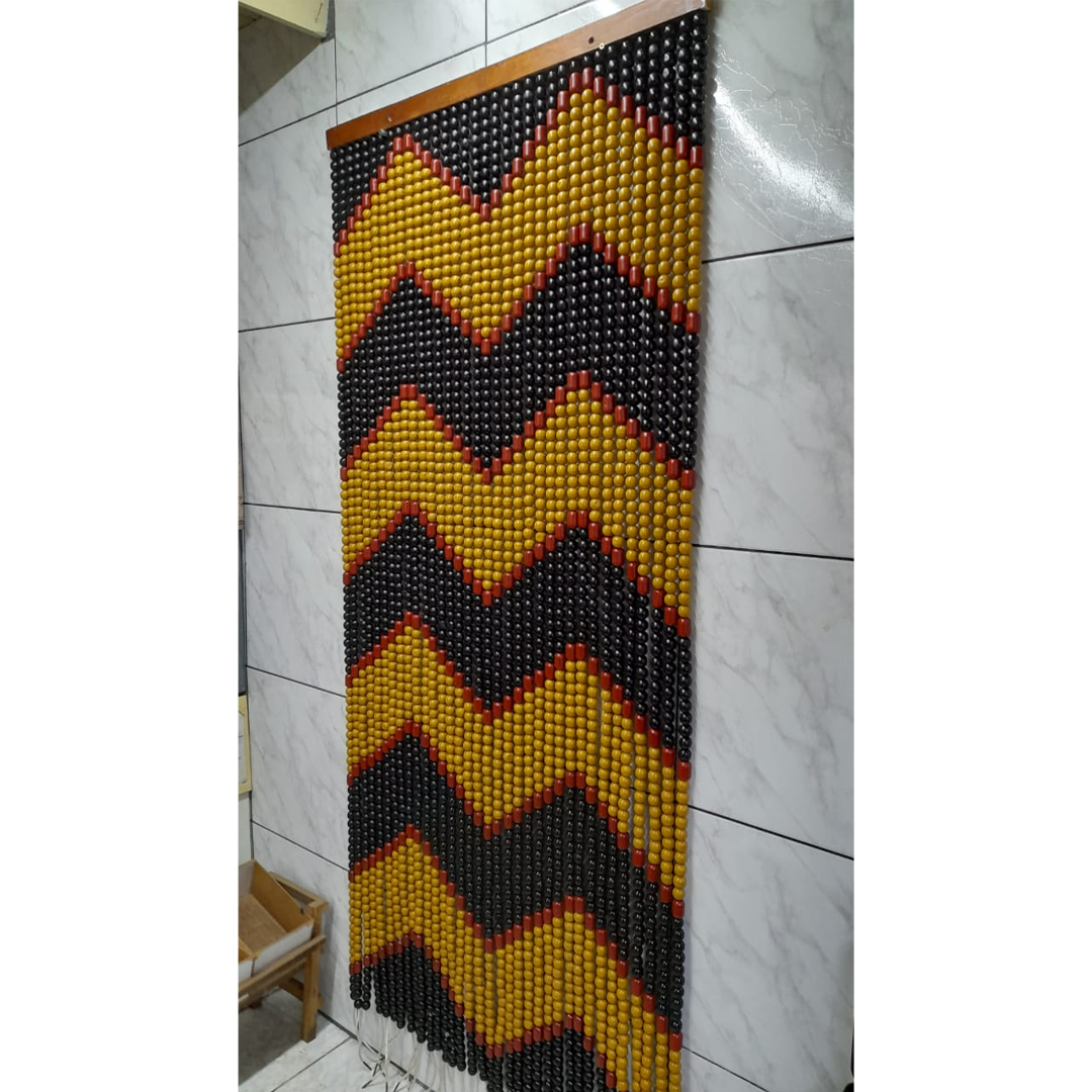Cortinas de Bolinhas Preta, Amarela e Vermelho